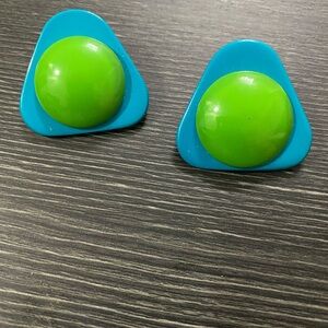 Blue and Green  Triangle Earrings vintage